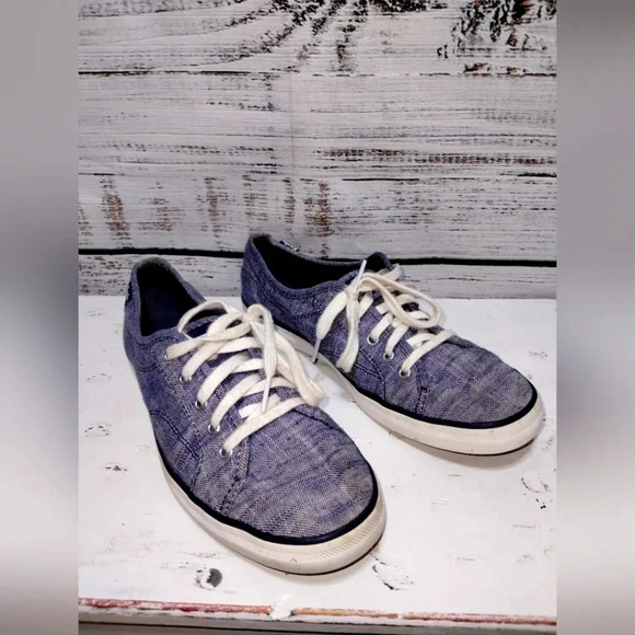 Keds Brushed‎ Denim Chambray Blue Lace Up Sneaker size 8 - Picture 1 of 4
